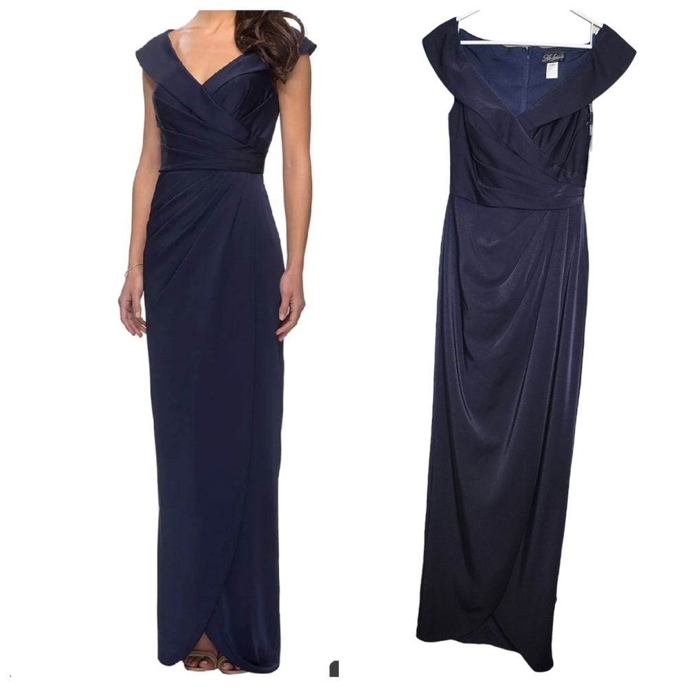 Nwt La Femme Navy Gown Formal Dress Size 6 Wedding Mother Of The Bride